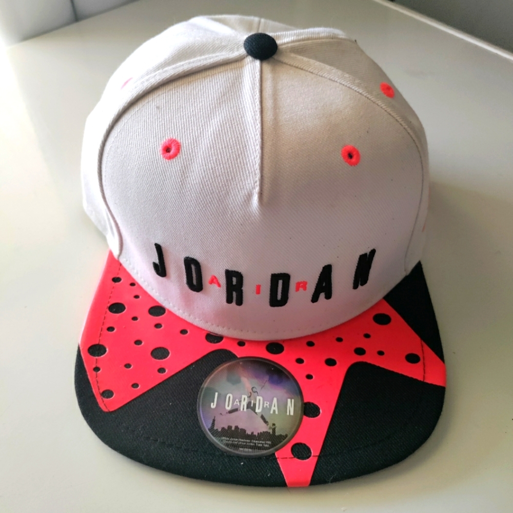 Jordan White, Black, And Red Basketball Cap, OS